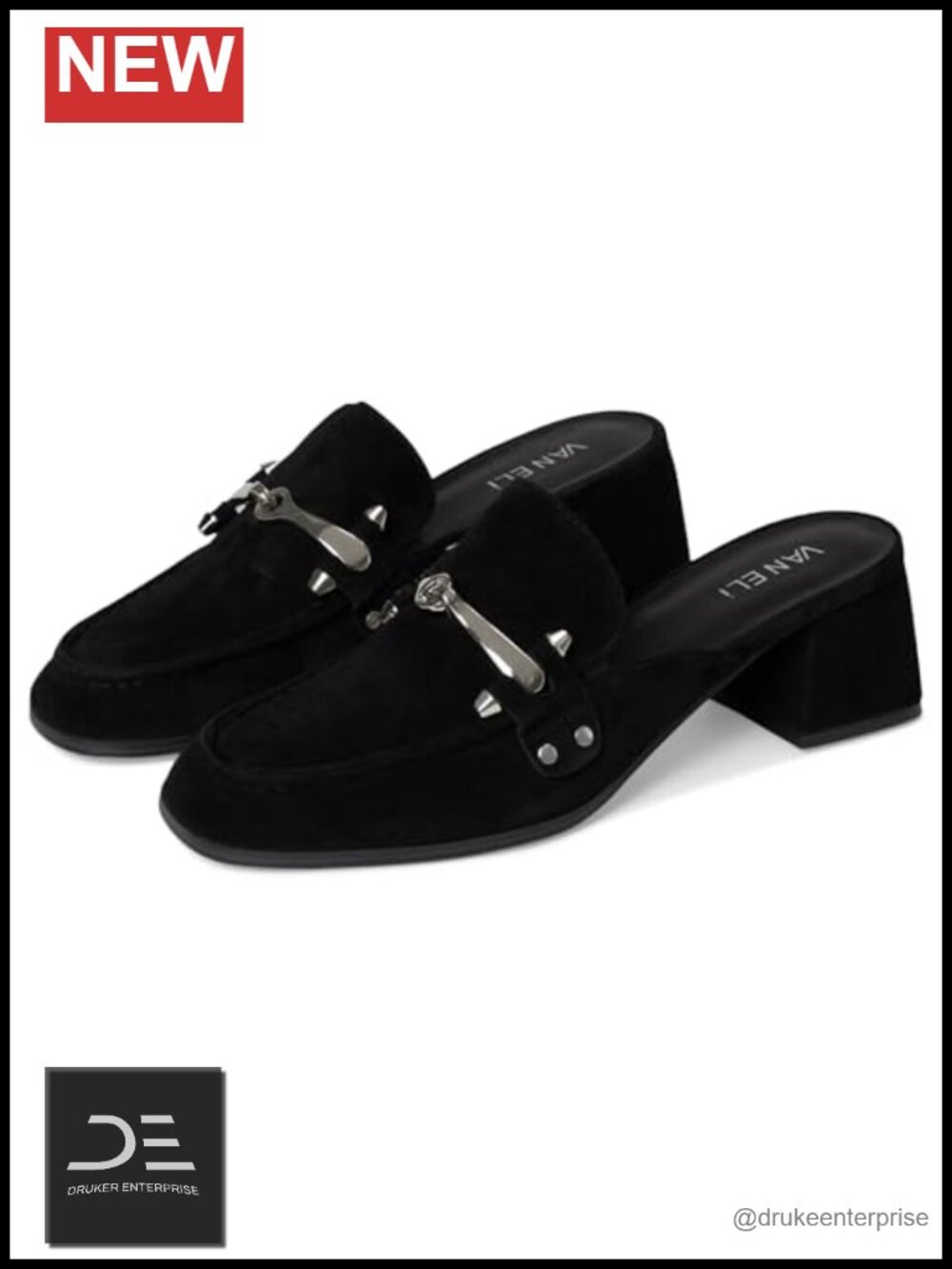 VANELi Valen Women's Suede Chunky Heel Slip-On Closed Toe Loafers Pumps